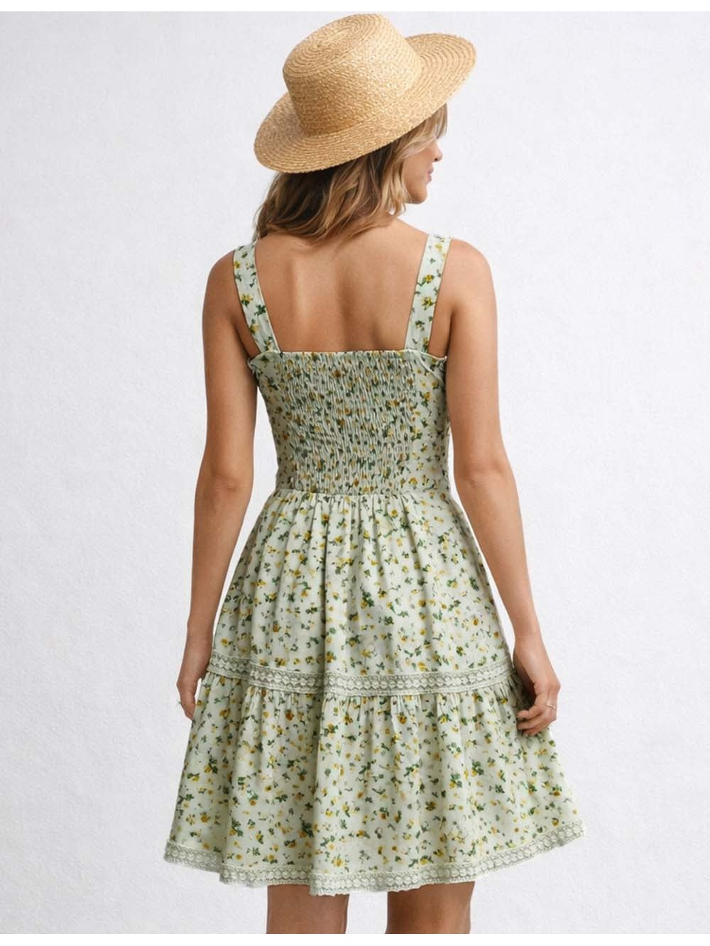 Romantic Lace Trim Sleeveless Mini Dress