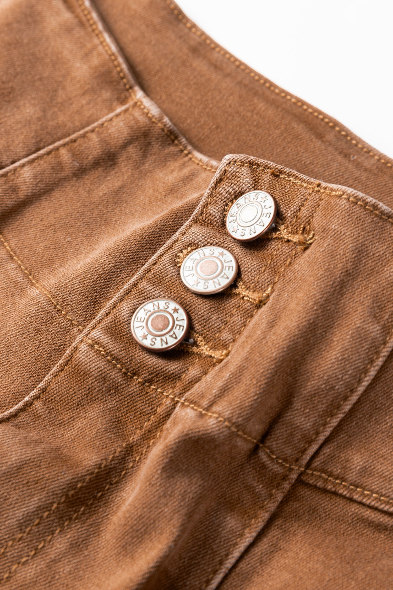 Everyday Flare High Waist Raw Hem Button Jeans