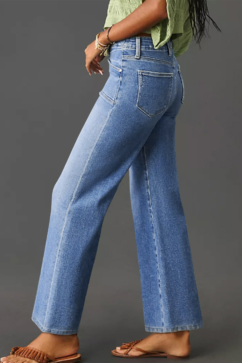 Straight Leg Loose High Waist Cropped Jeans