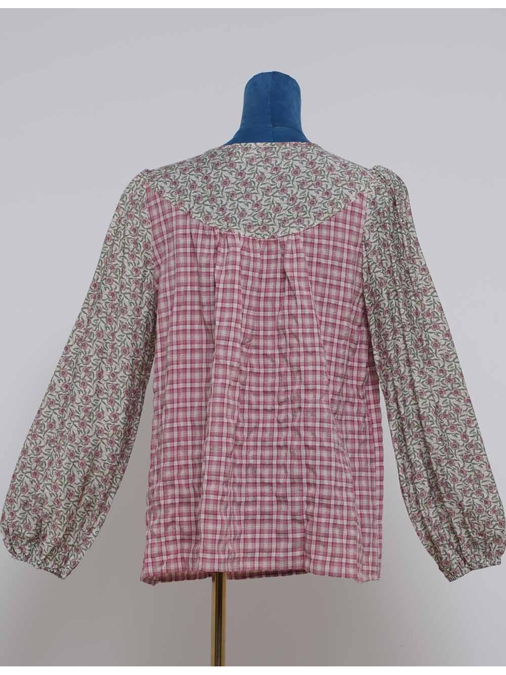 Boho Checked Front Long Sleeves Blouse