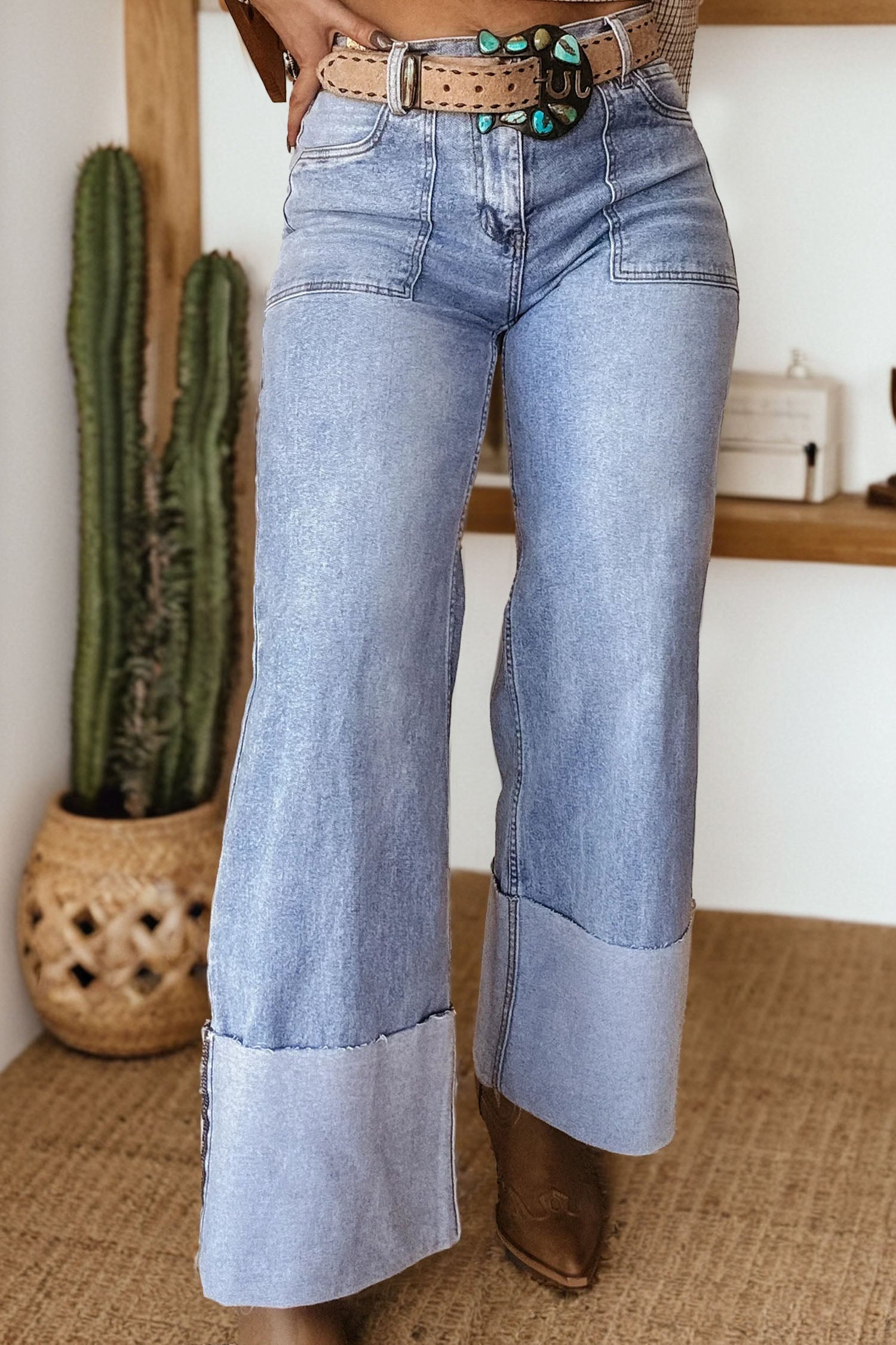 Loose Turn-up Cuffs Jeans