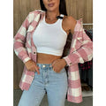 Classic Plaid Button Down Long Sleeve Shacket Jacket