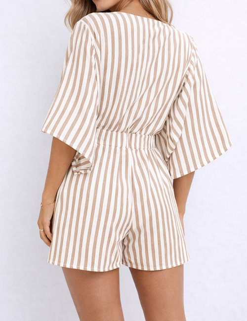 Chic V Neck Knot Kimono Sleeves Romper