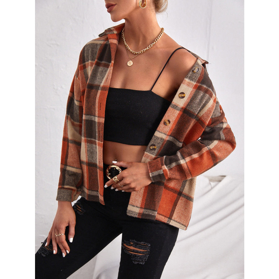 Classic Plaid Collared Neck Button Down Jacket
