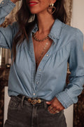 Collared Turn-down Collar Shirt Blouse