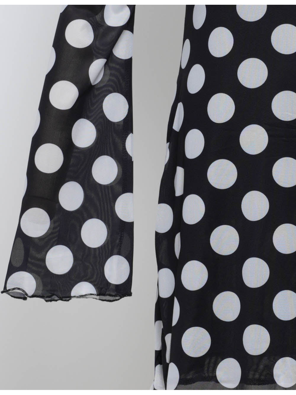 Polka Dot Open Back Flared Sleeves Mesh Mini Dress