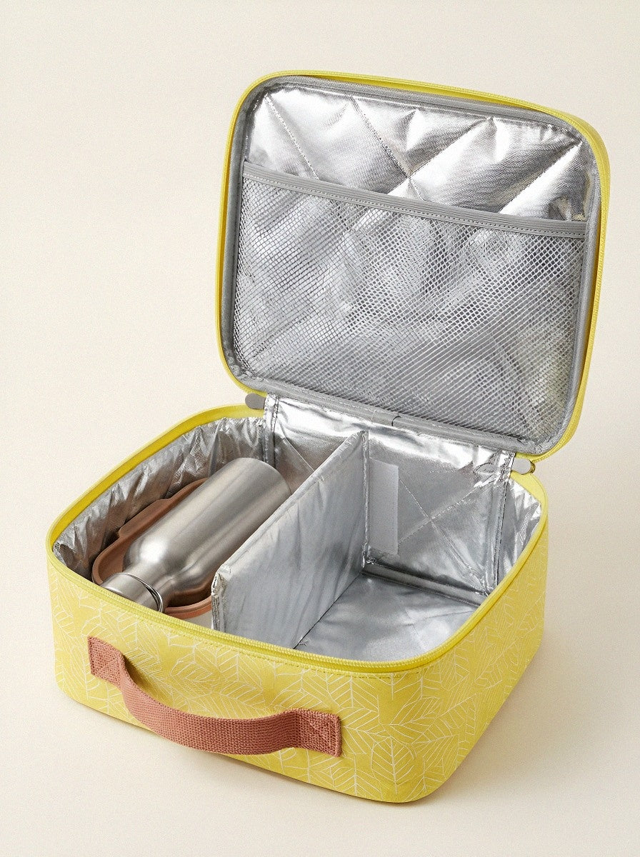 Unisex Minimalist Leaf Pattern Insulated Printed Lunch Bag