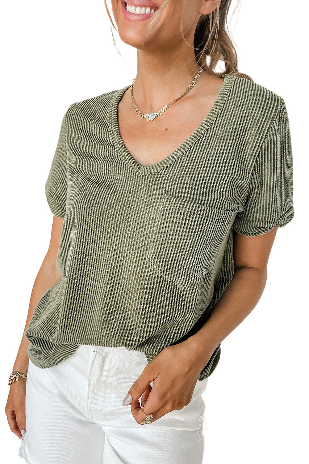 Laurel Green Twist Short Sleeve