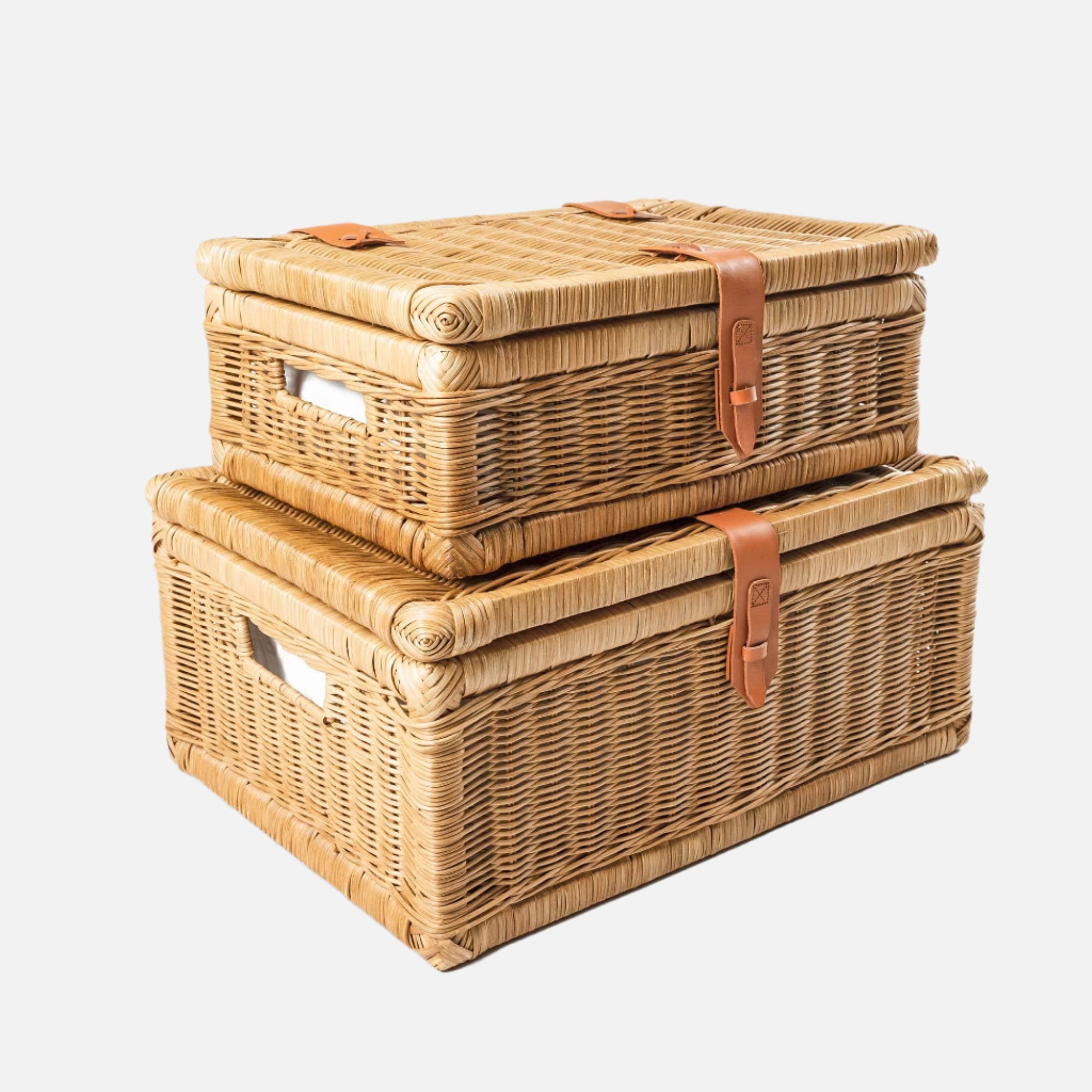Covered Wicker Storage Basket