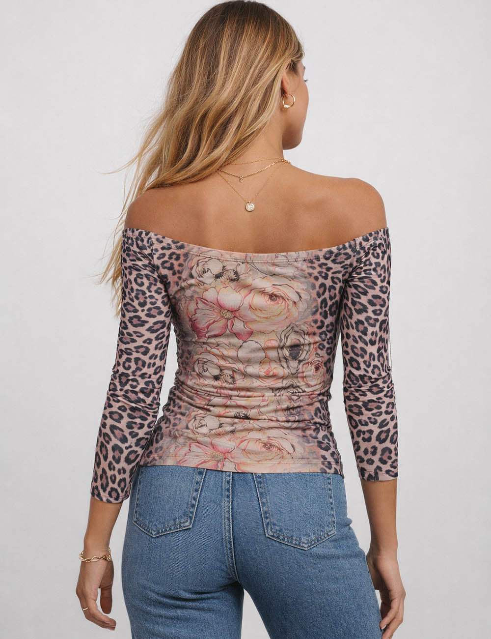 Off Shoulder Ruched Mesh Top