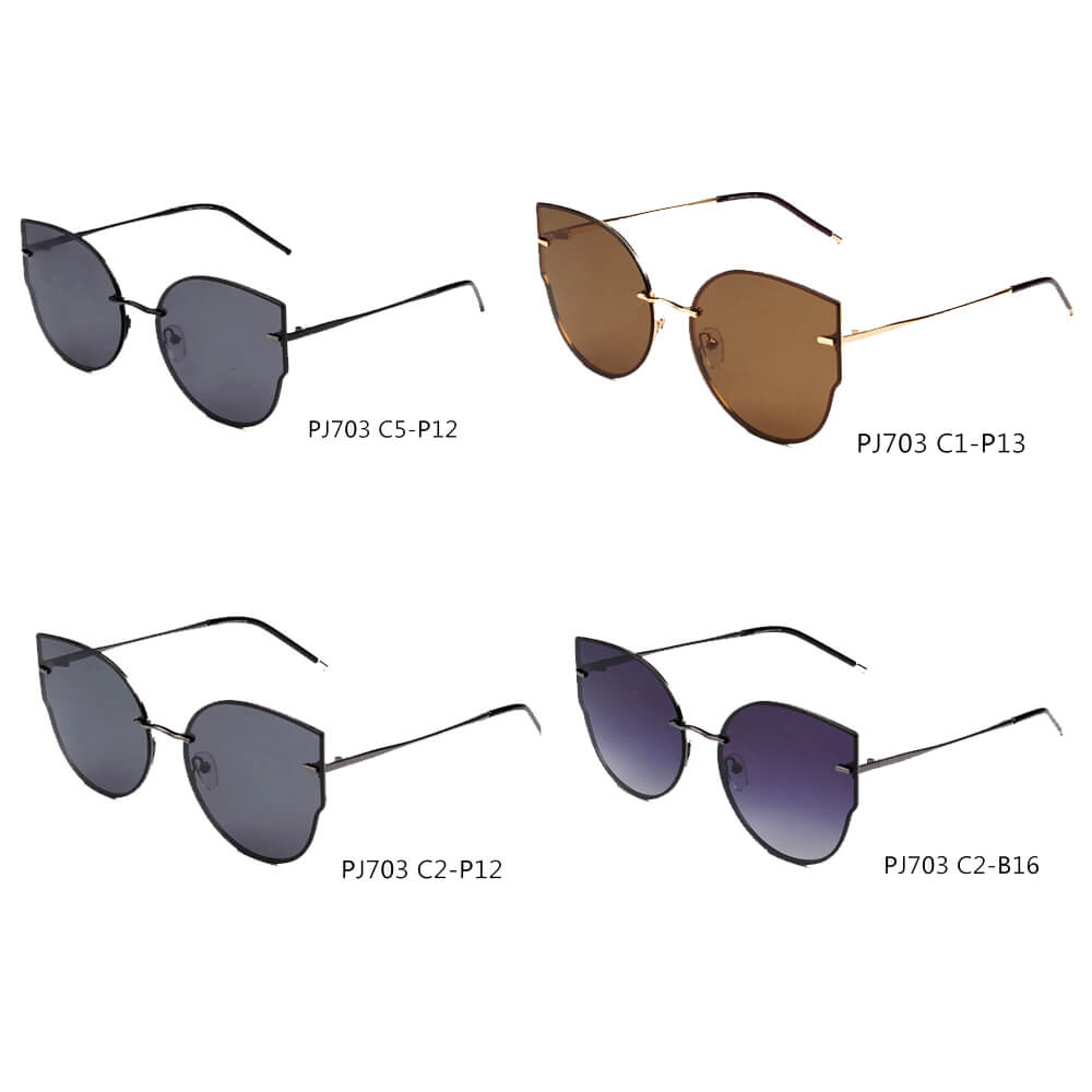 Polarized Round Cat-Eye Modern Profile Sunglasses