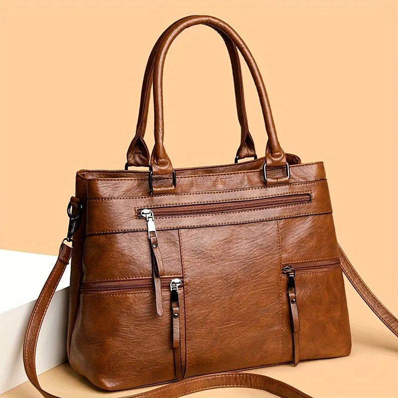 Relaxed Soft Zip-Top Shoulder Bag