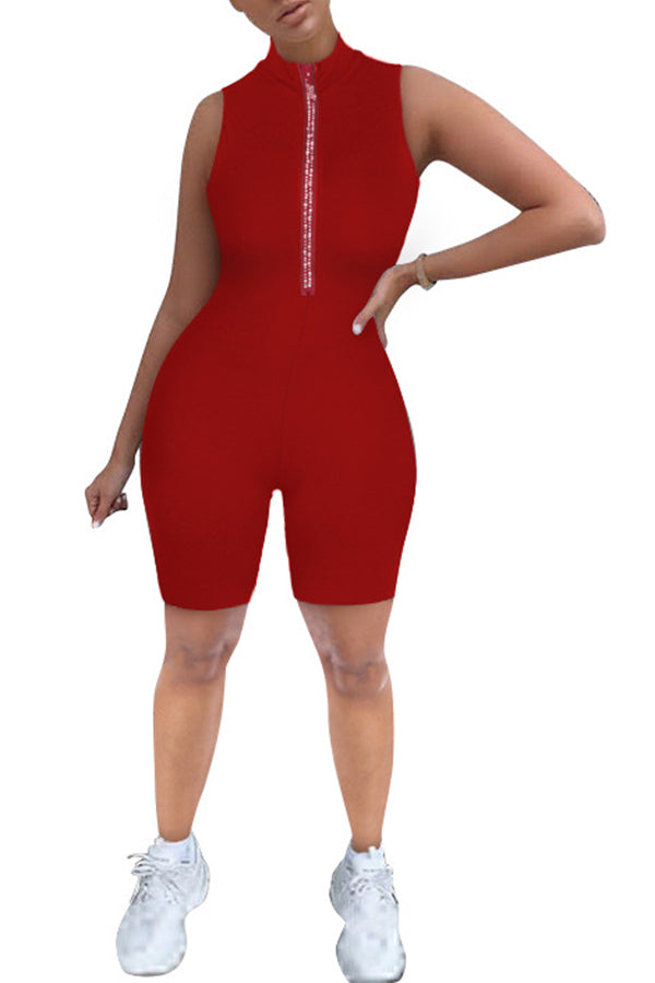 Zip Up Bodycon Romper