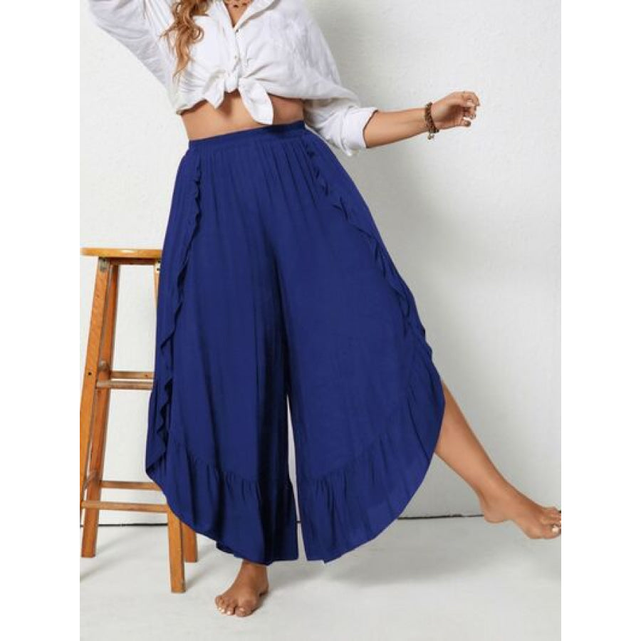 Plus Size Ruffled Wide Leg Pants