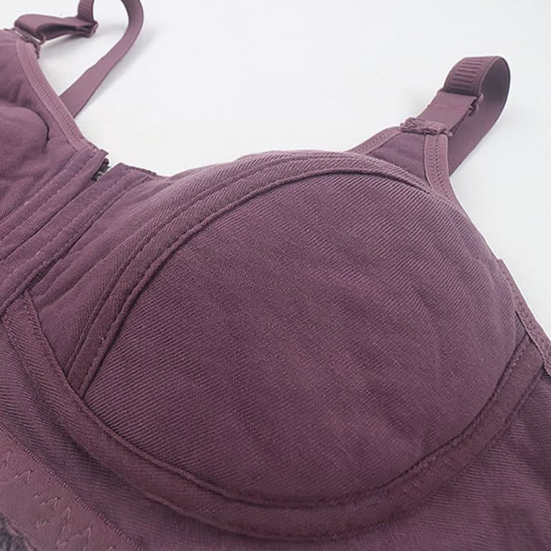 Front Closure Zipper Lift Wireless Bra
