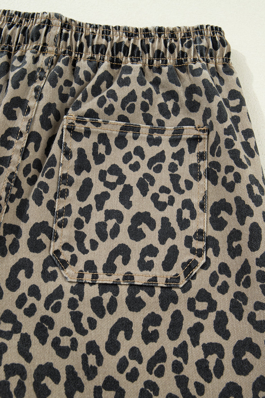 Loose Drawstring Elastic Waist Leopard Print Jeans