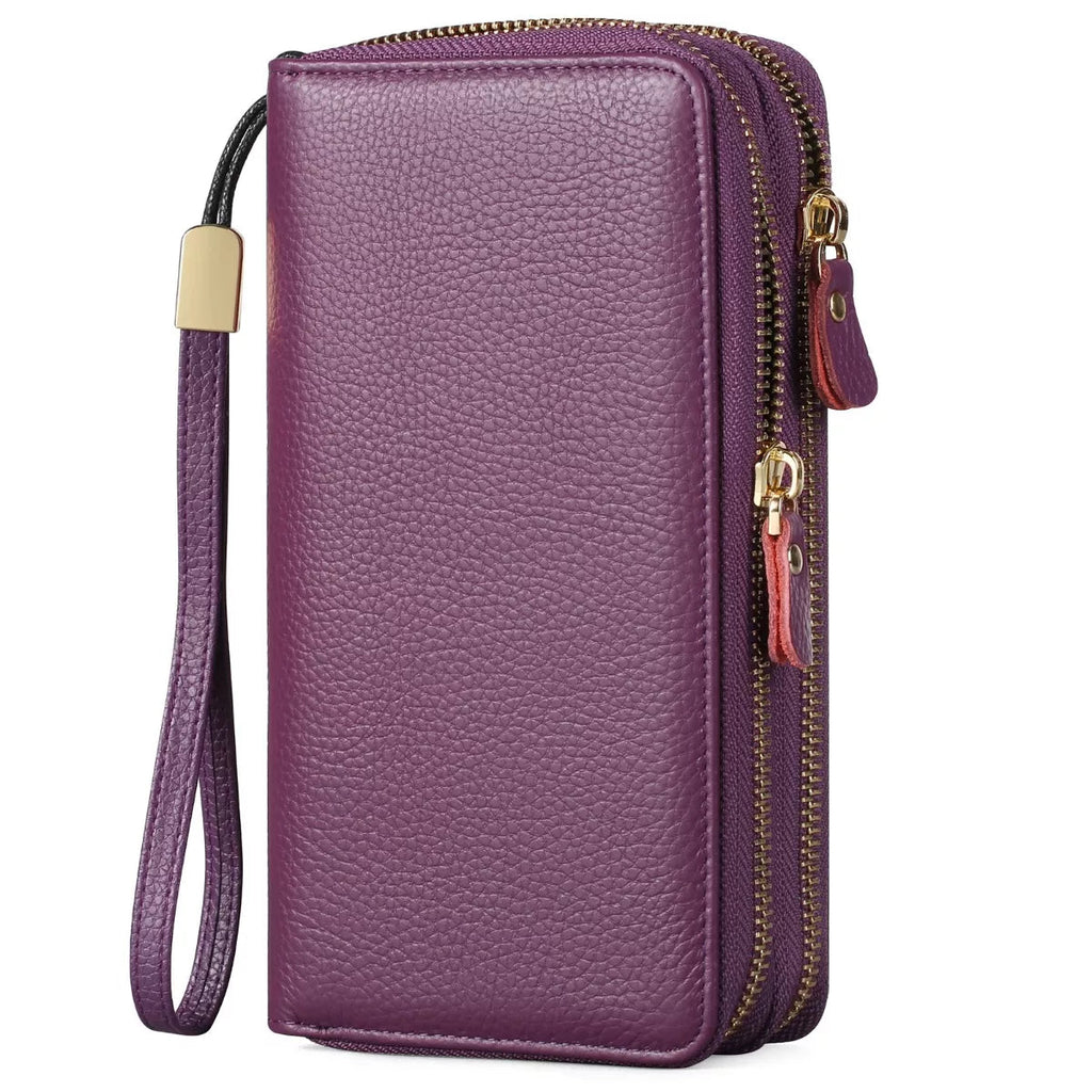 Double Zipper Leather Wallet