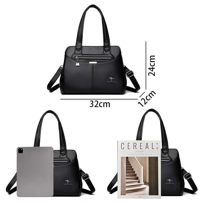Refined Soft Zip-Top Shoulder Bag