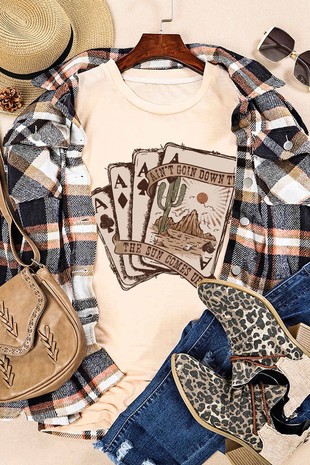 Khaki Western Poker Cards Graphic