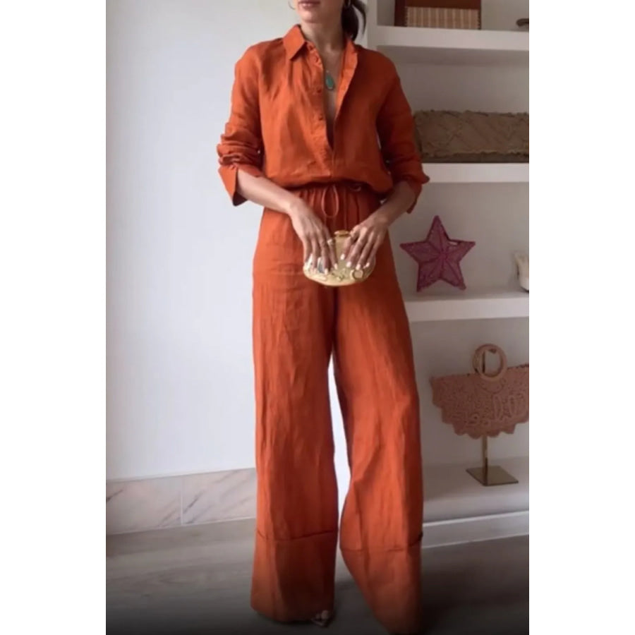 Button Down Shirt and Drawstring Pants