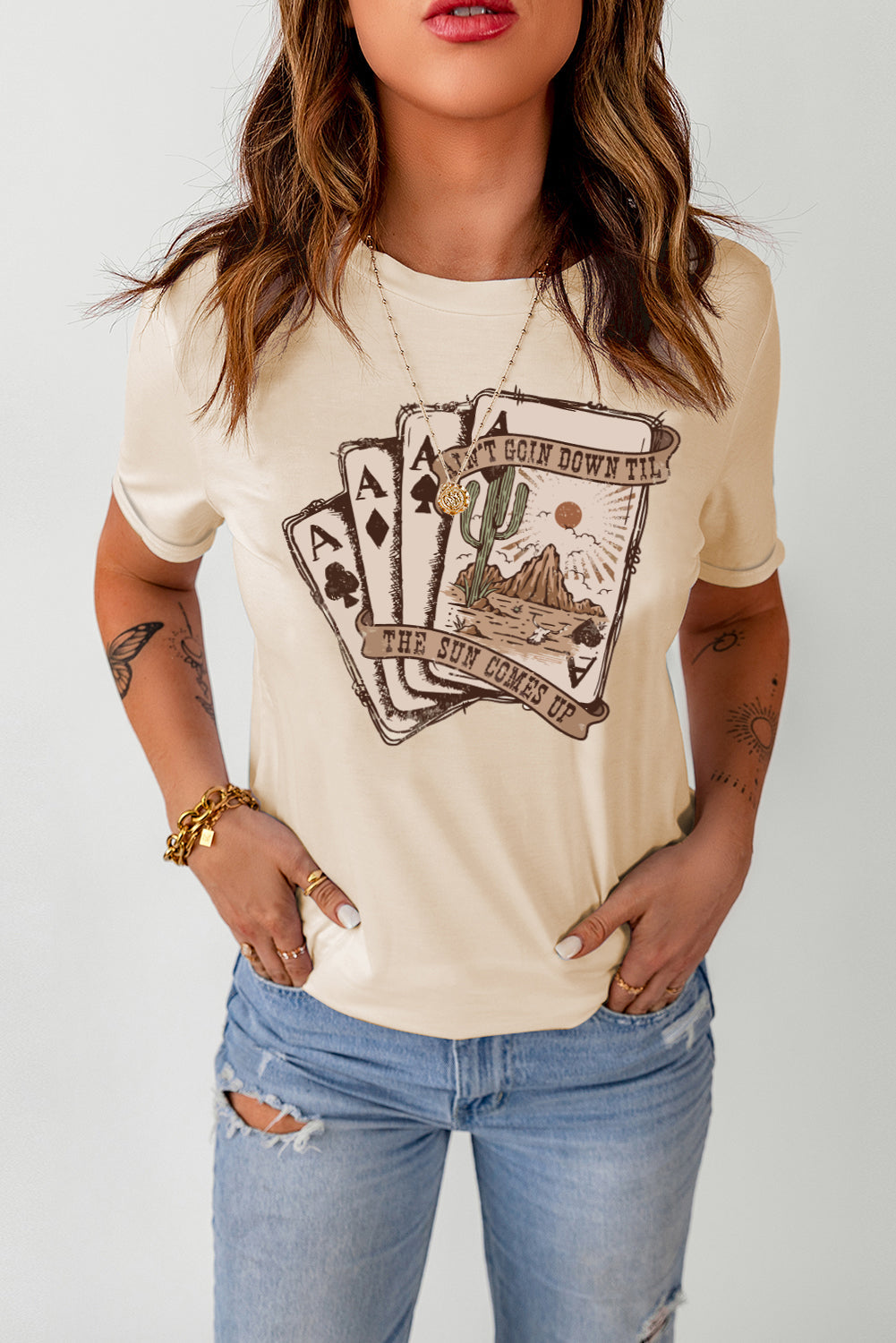 Khaki Western Poker Cards Graphic