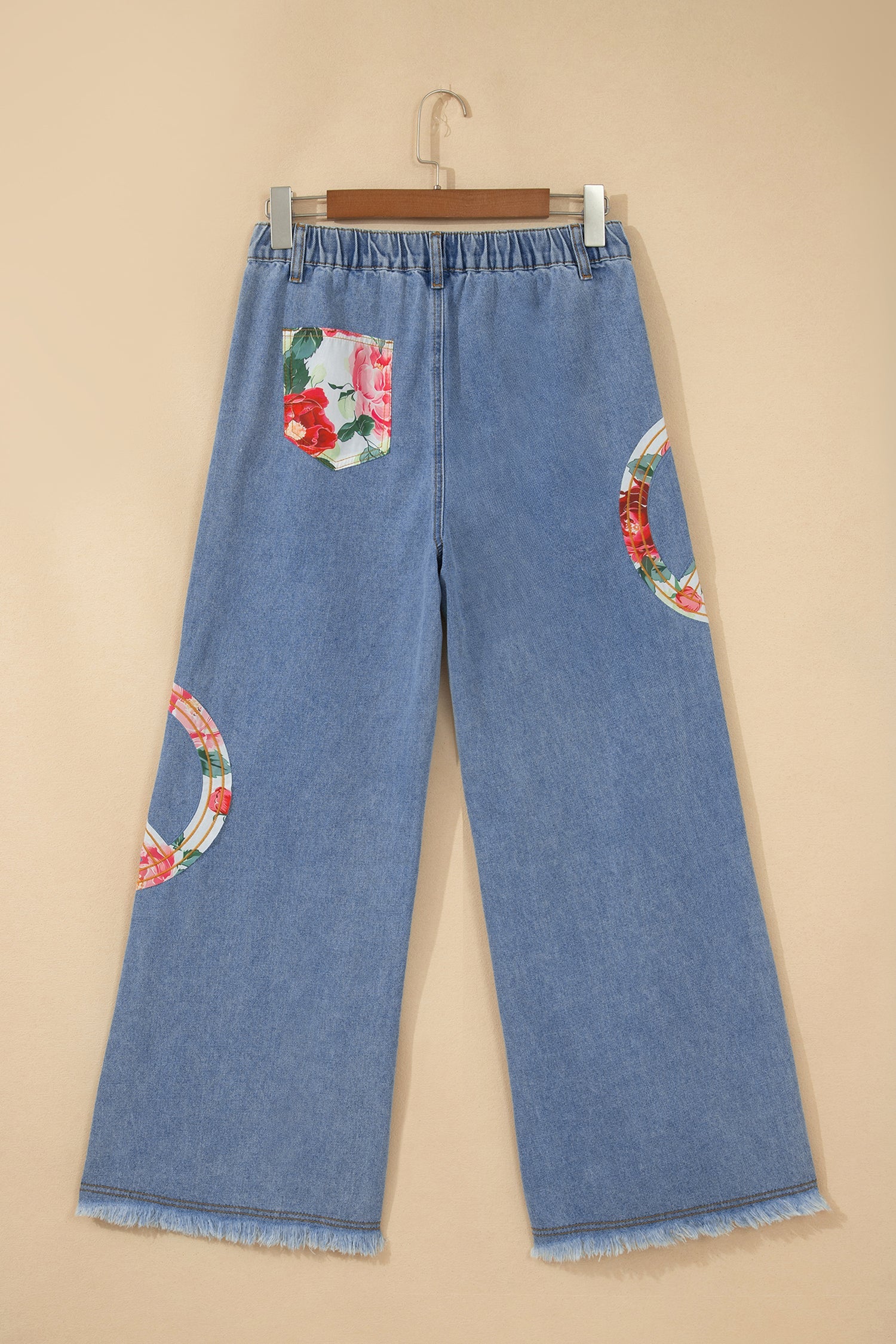 Wide Leg Embroidered Floral Myosotis Peace Jeans