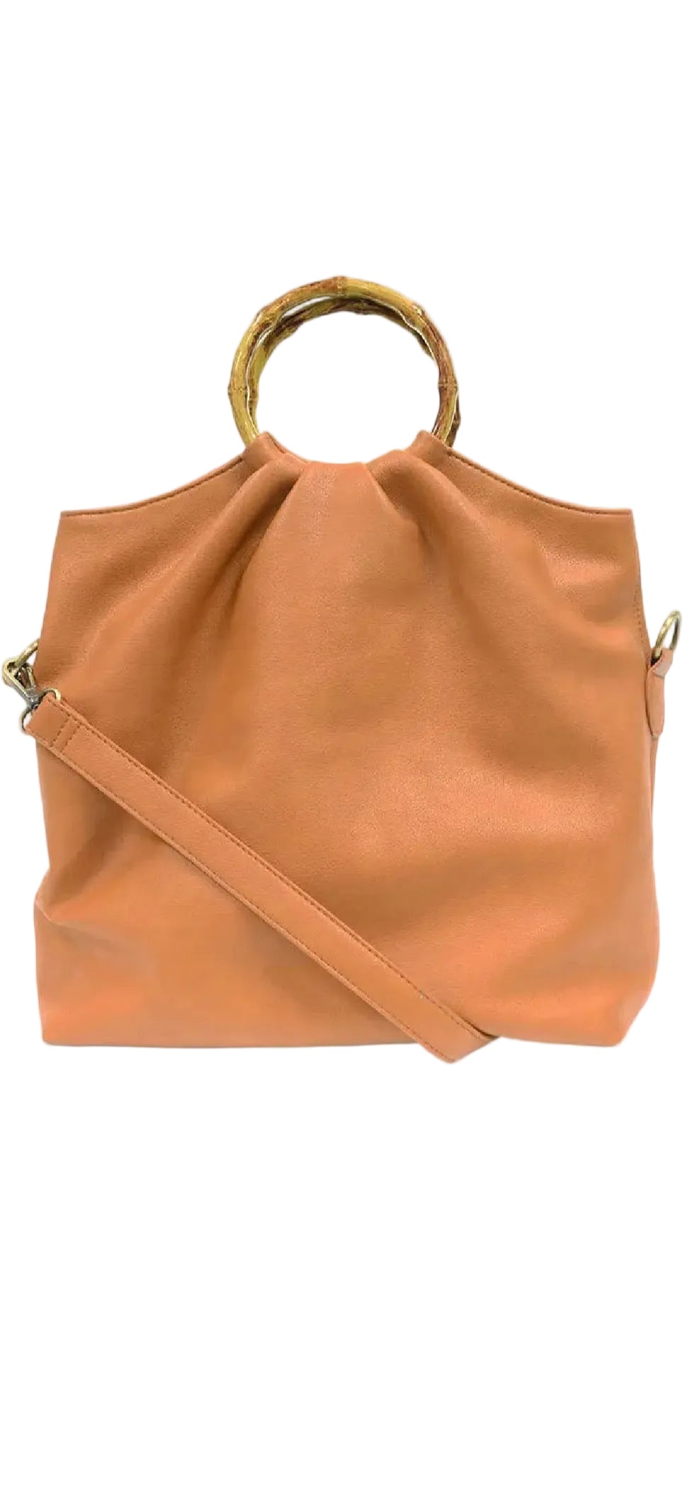 Faux Leather Zip Pocket Tote Bag
