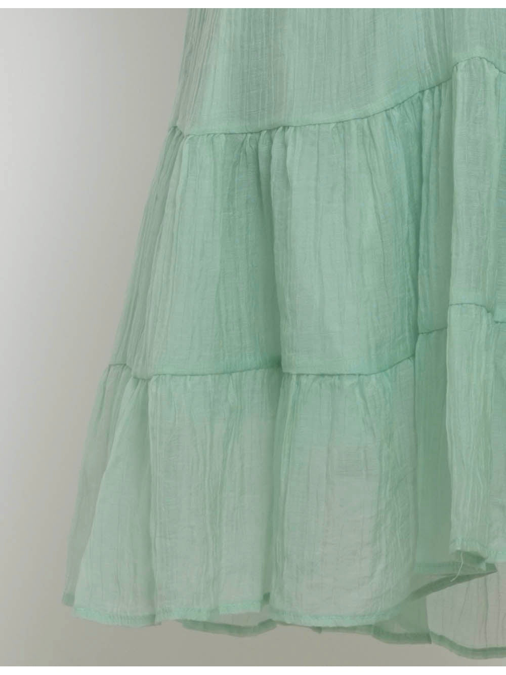 Halter V Neck Back Ruched Tiered Hem Mini Dress