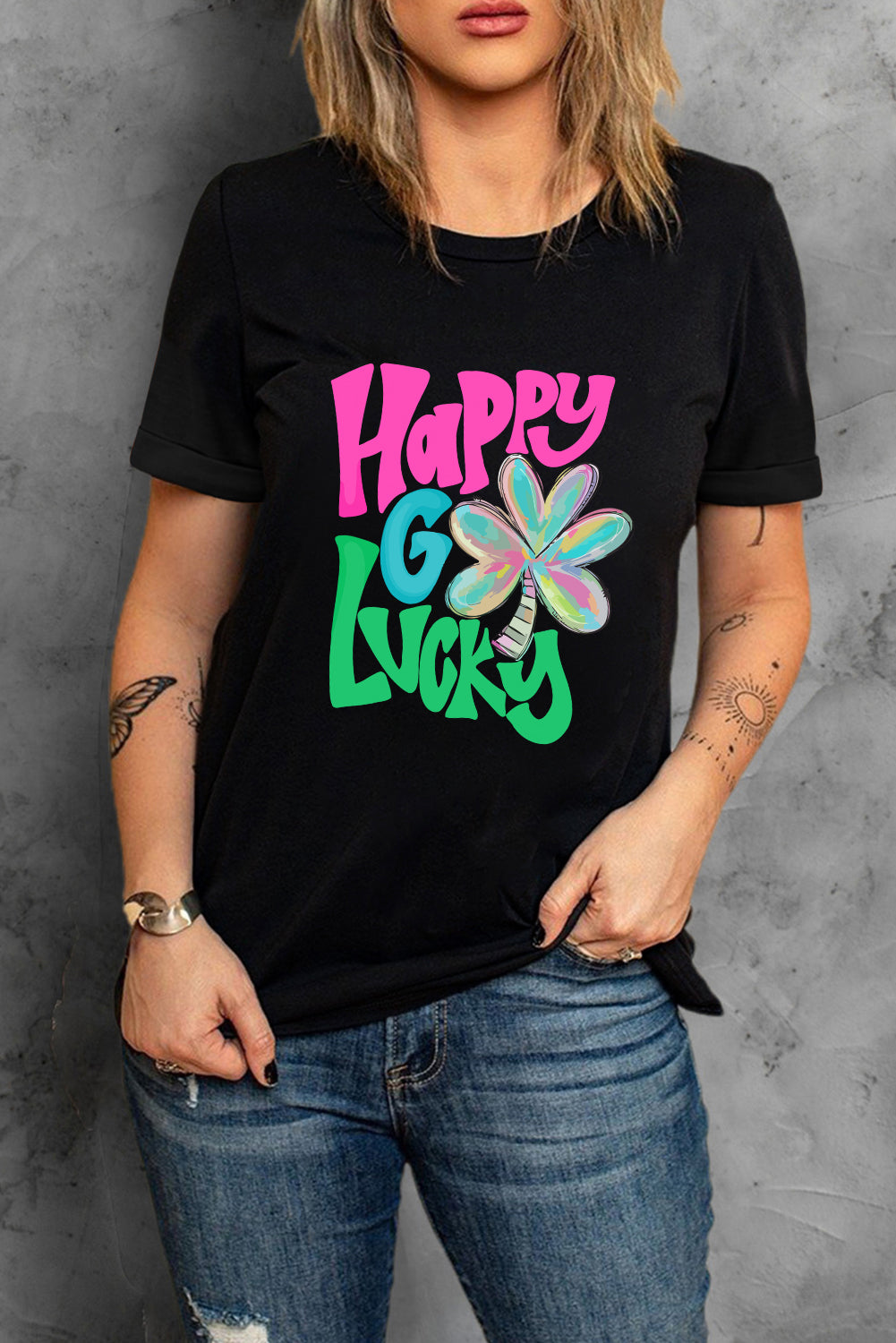 Black Happy Go Lucky Clover