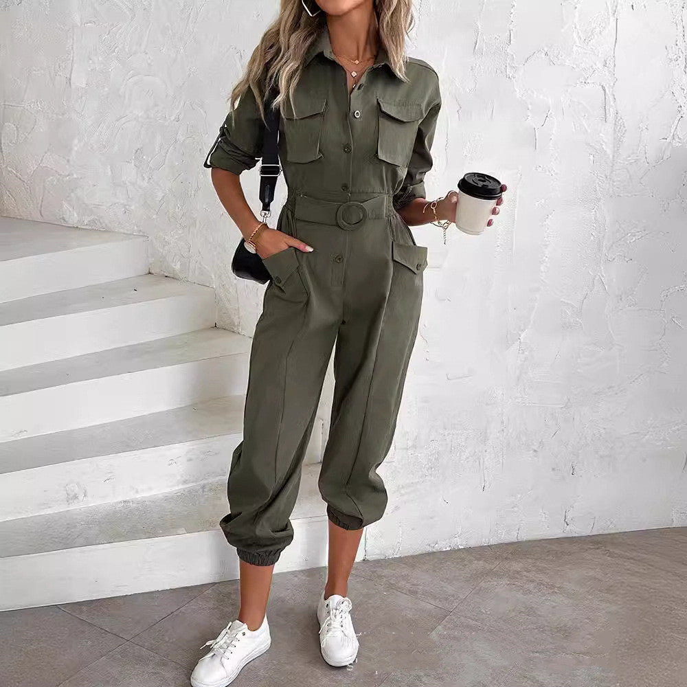 Utility Backless Sleeveless Cargo Jumpsuit