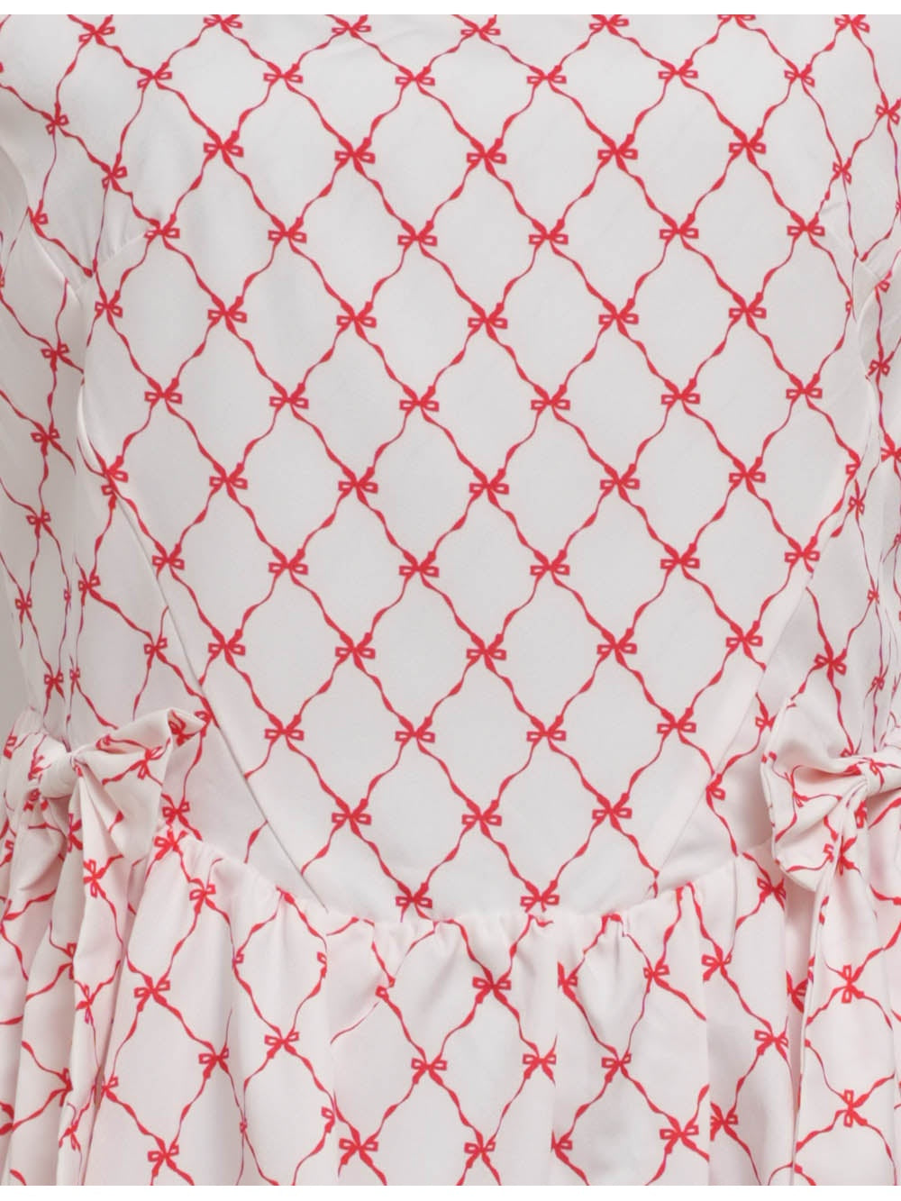 Bubble Hem Diamond Square Neck Bow Mini Dress