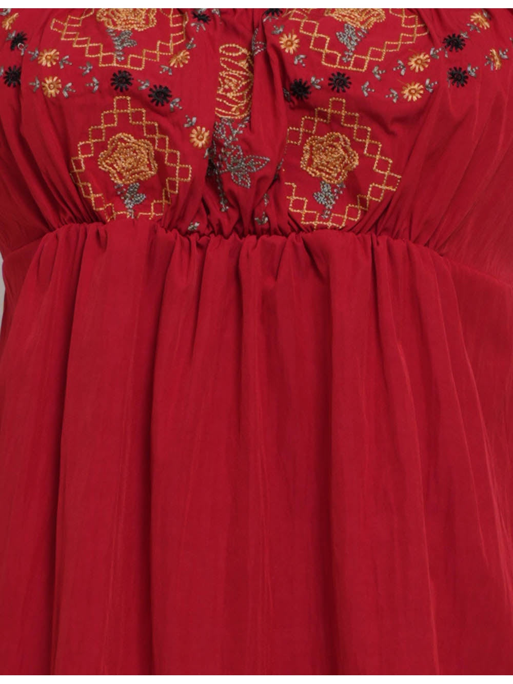Embroidery Square Neck Bow Mini Dress