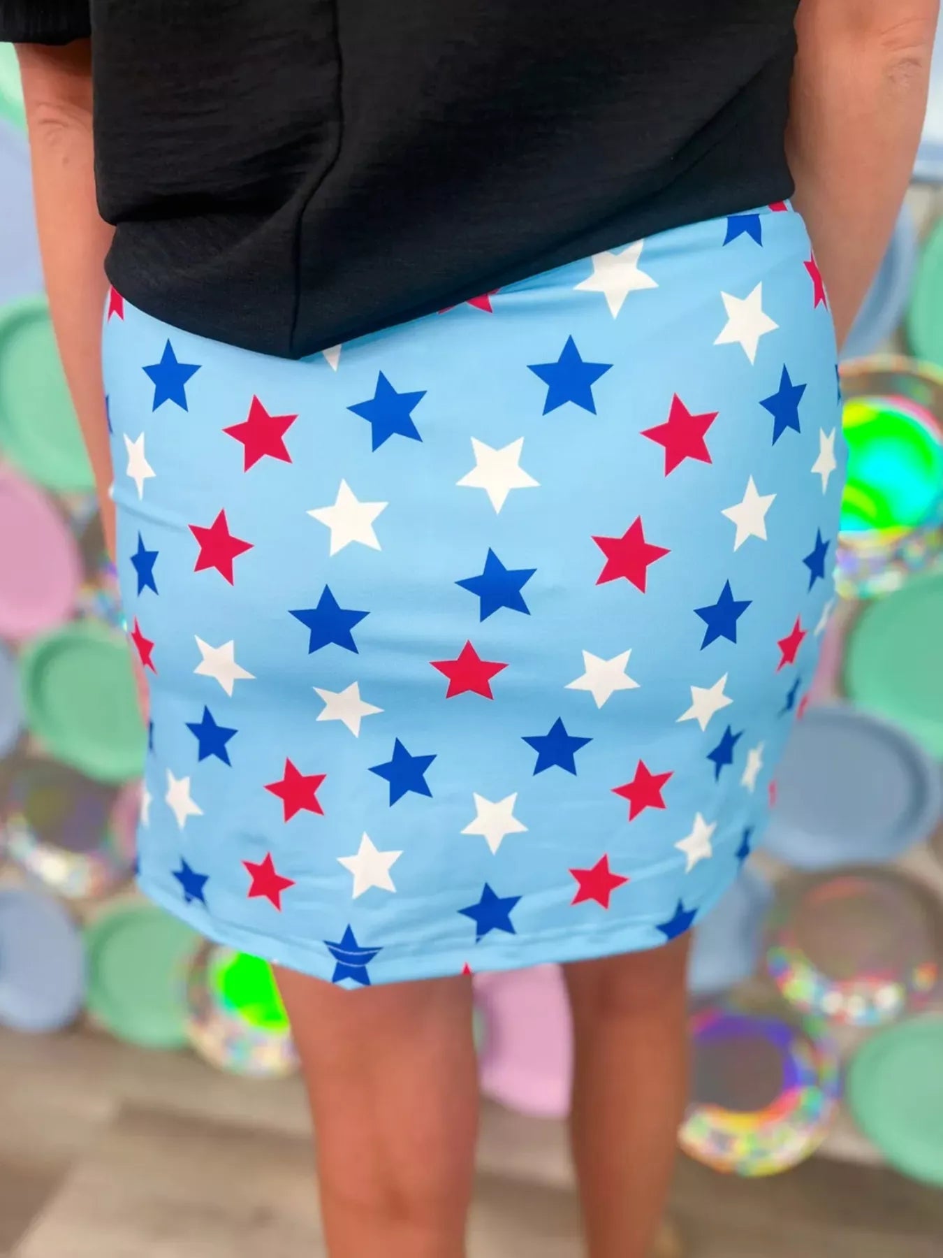 Patriotic Star Printed Beaded Skirt