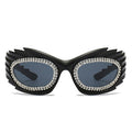 Oval Wrap Around Spike Glitter Sunglasses