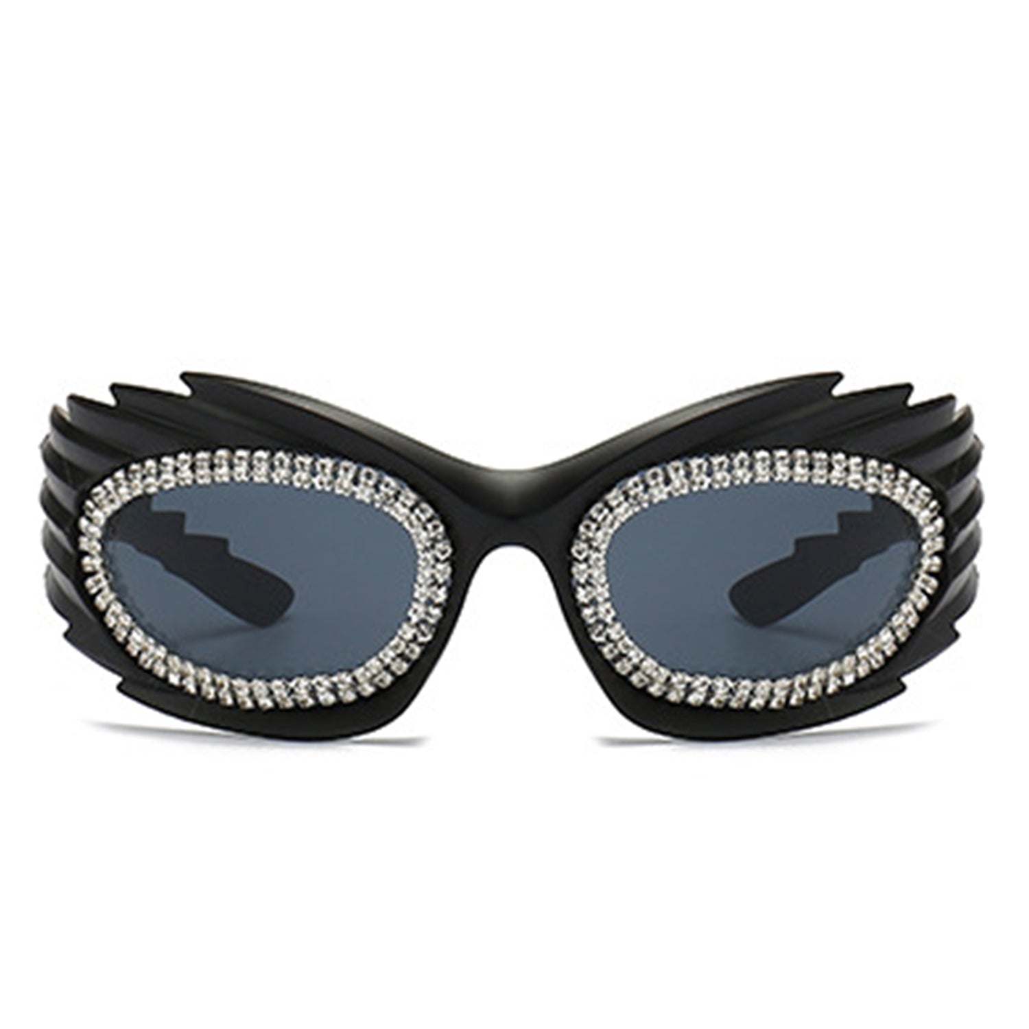 Oval Wrap Around Spike Glitter Sunglasses