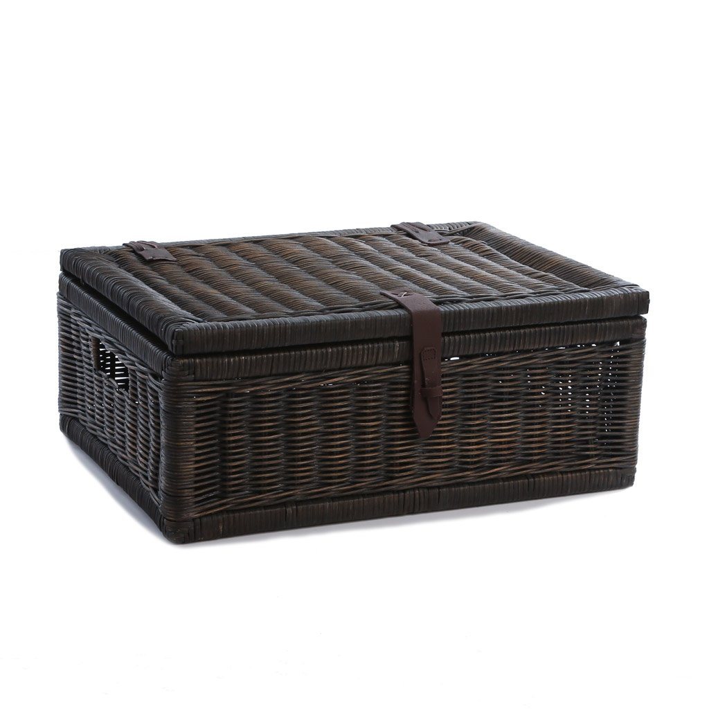 Covered Wicker Storage Basket