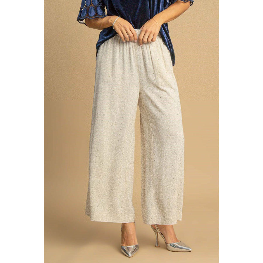 Casual Full Size High Waisted Embellished Linen Pants Plus Size
