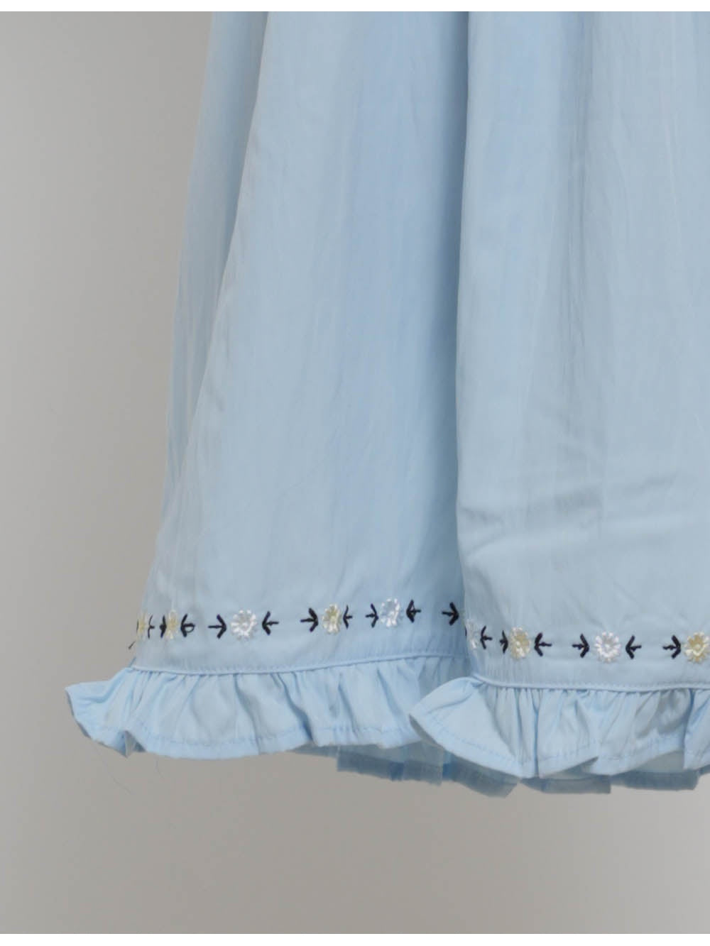 Embroidery Square Neck Bow Mini Dress