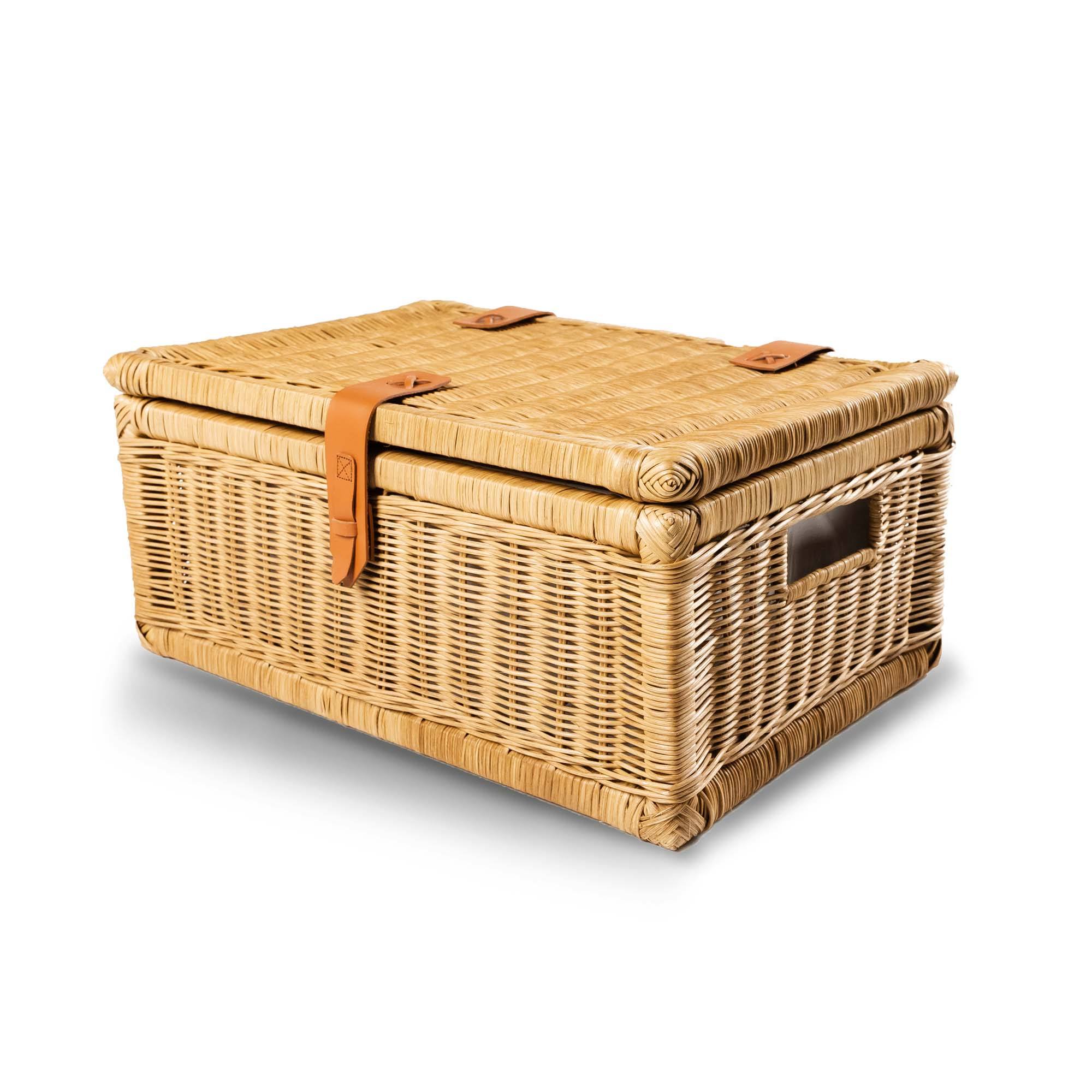 Covered Wicker Storage Basket