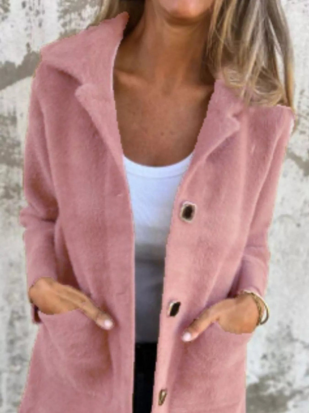 Full Size Button Down Long Sleeve Longline Coat Plus Size Jacket
