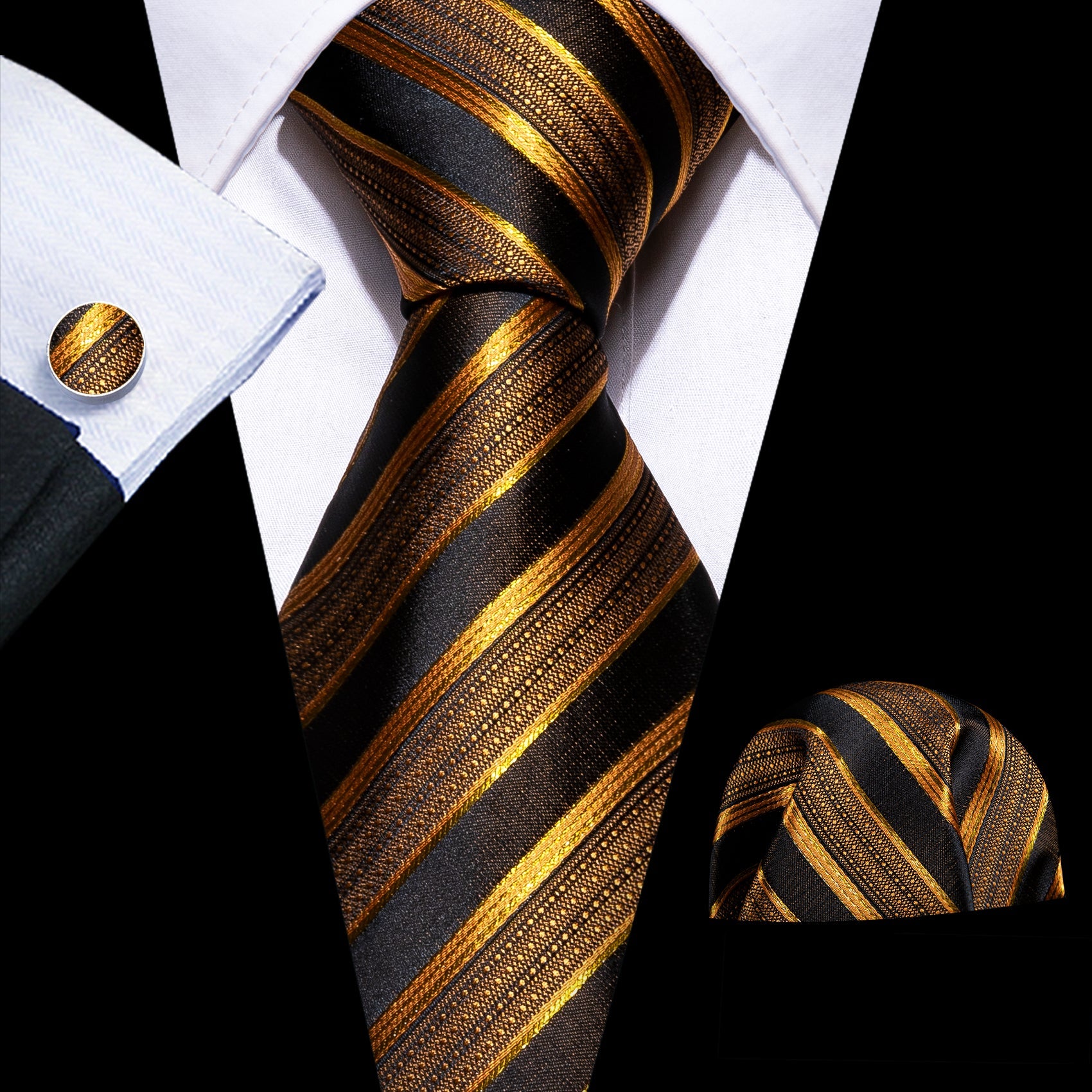 Striped Business Formal Necktie Set