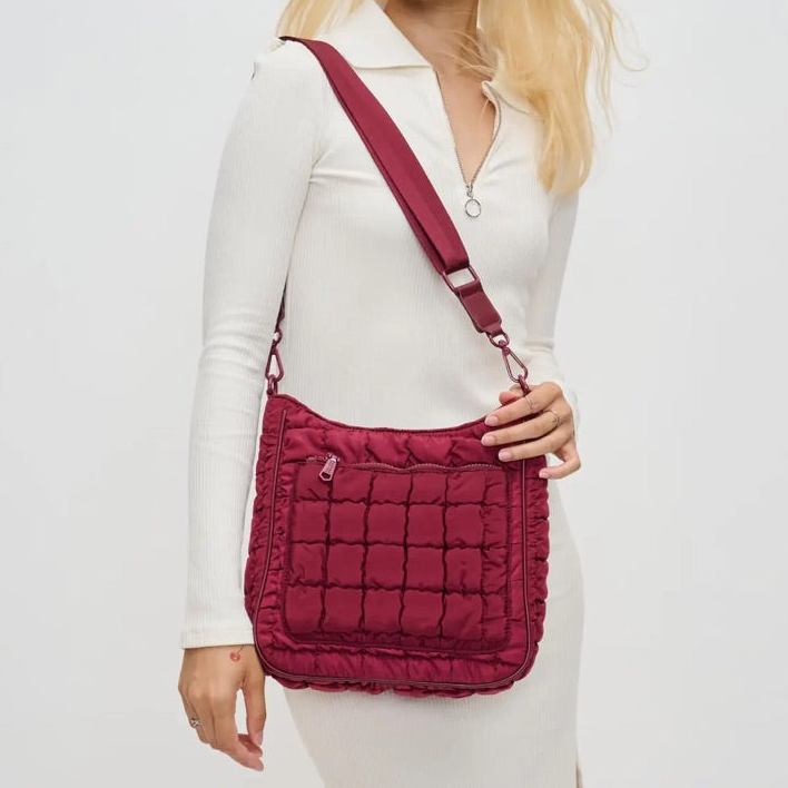 Quilted Nylon Zip Crossbody Bag