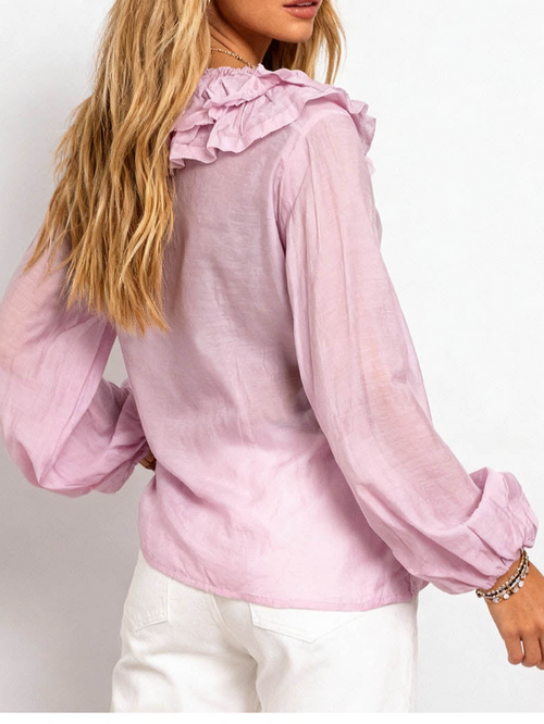 Boho Tiered Ruffle V Neck Front Blouse