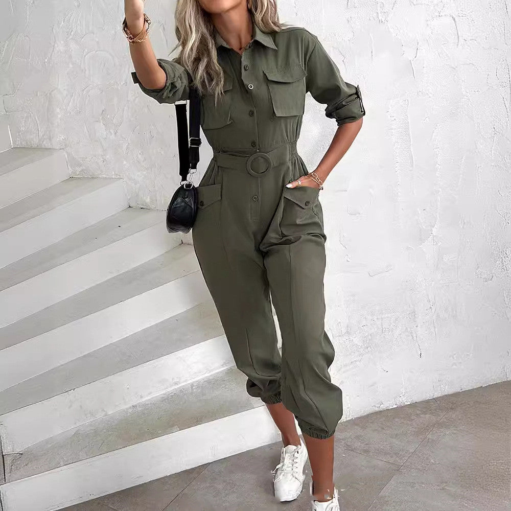 Utility Backless Sleeveless Cargo Jumpsuit