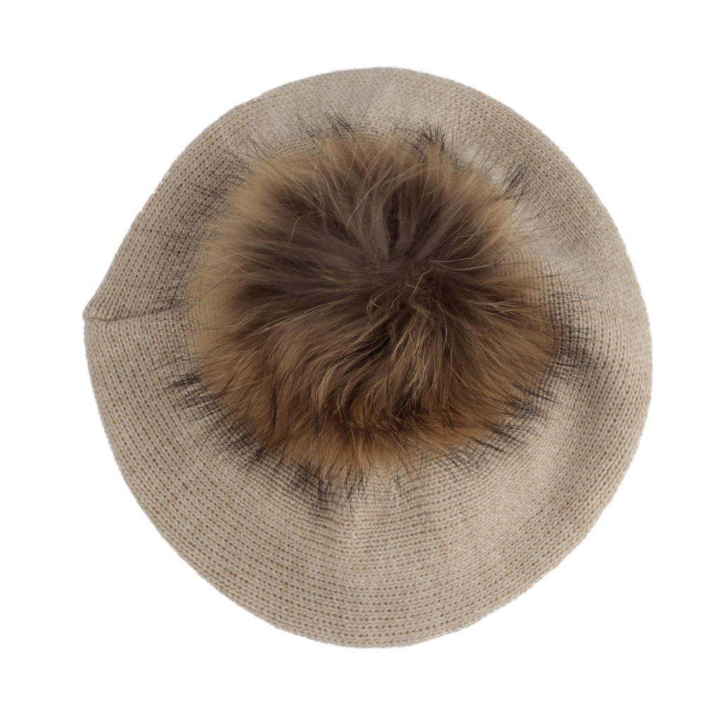 Knit Pom Pom Beret Beanie Hat