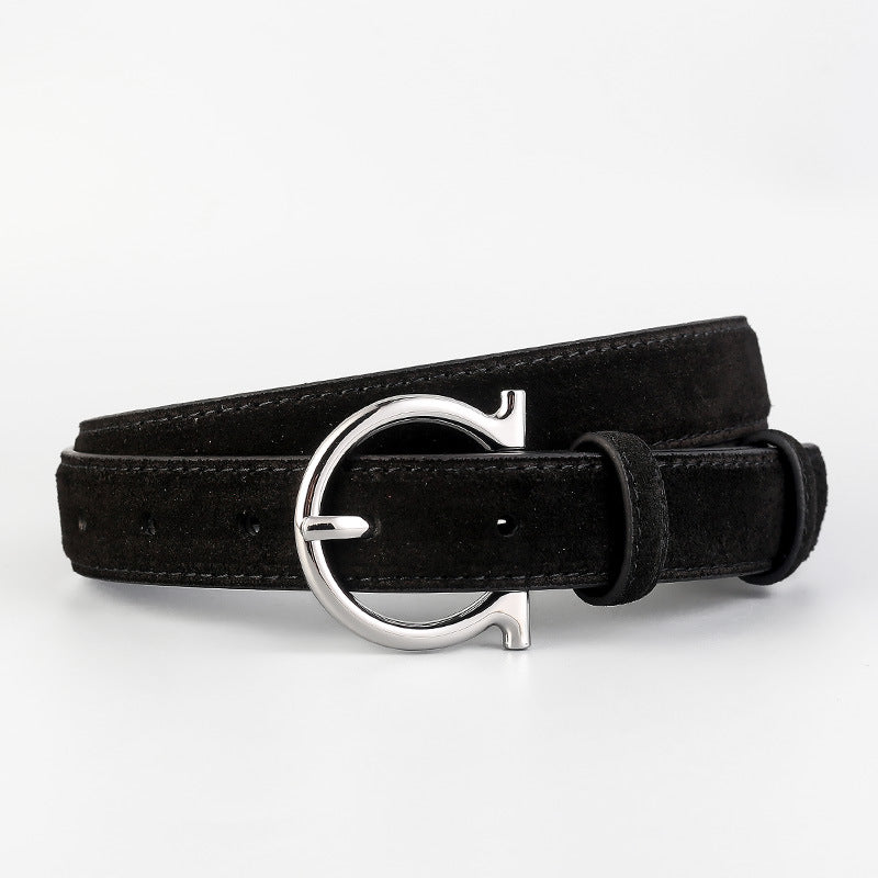 Casual Leather Belt with Buckle