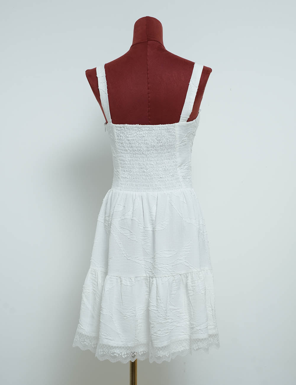 Romantic Lace Trim Square Neck Jacquard Mini Dress