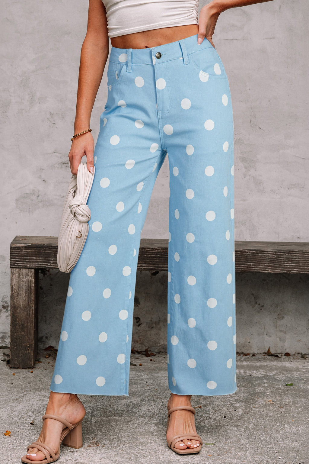 Everyday Raw Hem Print Polka Dot Shift Jeans