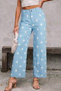 Everyday Raw Hem Print Polka Dot Shift Jeans