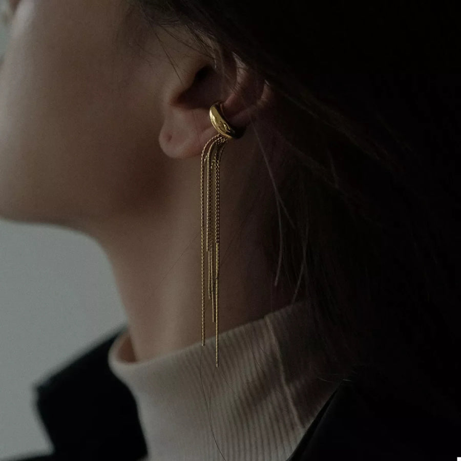 K Gold Plated Chain Fringe Earrings